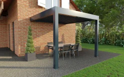 Lamellen Terrassenüberdachung 400 x 341 x 266 cm grau