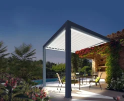 Lamellen Terrassenüberdachung 400 x 341 x 266 cm grau/weiß