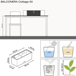 Lechuza Balkonkasten BALCONERA Cottage 50 cm, granit
