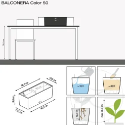 Lechuza Balkonkasten Balconera Color 50 cm, schiefergrau