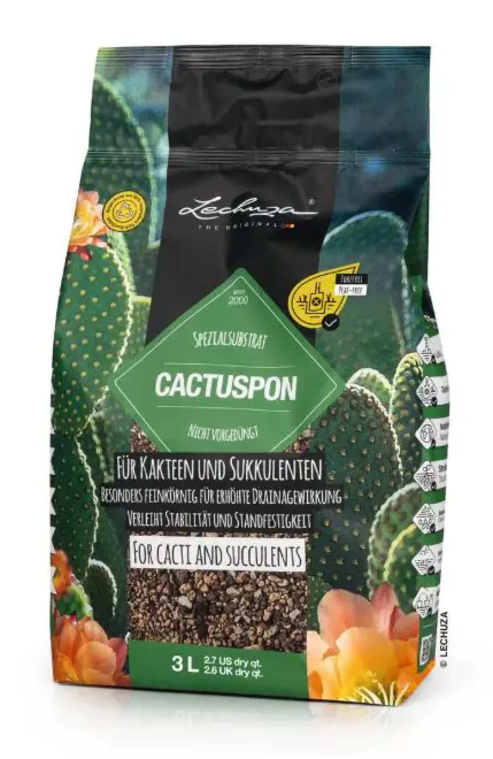 Lechuza Cactuspon Pflanzsubstrat für Kakteen 3 L torffrei