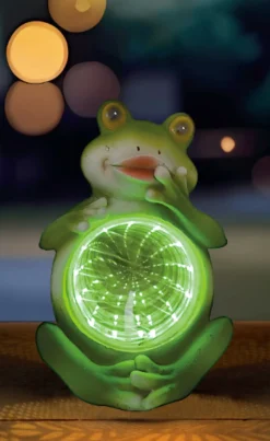 LED Solarleuchte Frosch mit Dämmerungssensor grün