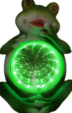 LED Solarleuchte Frosch mit Dämmerungssensor grün