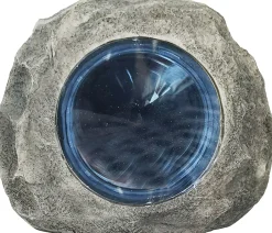 LED Solarleuchte Stein mit Dämmerungssensor grau-blau