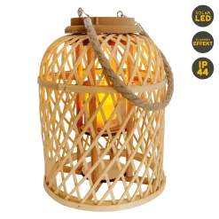 Light & More LED Dekoleuchte Korb hell mit Kerze mit Flammeneffekt 29 x 23 cm