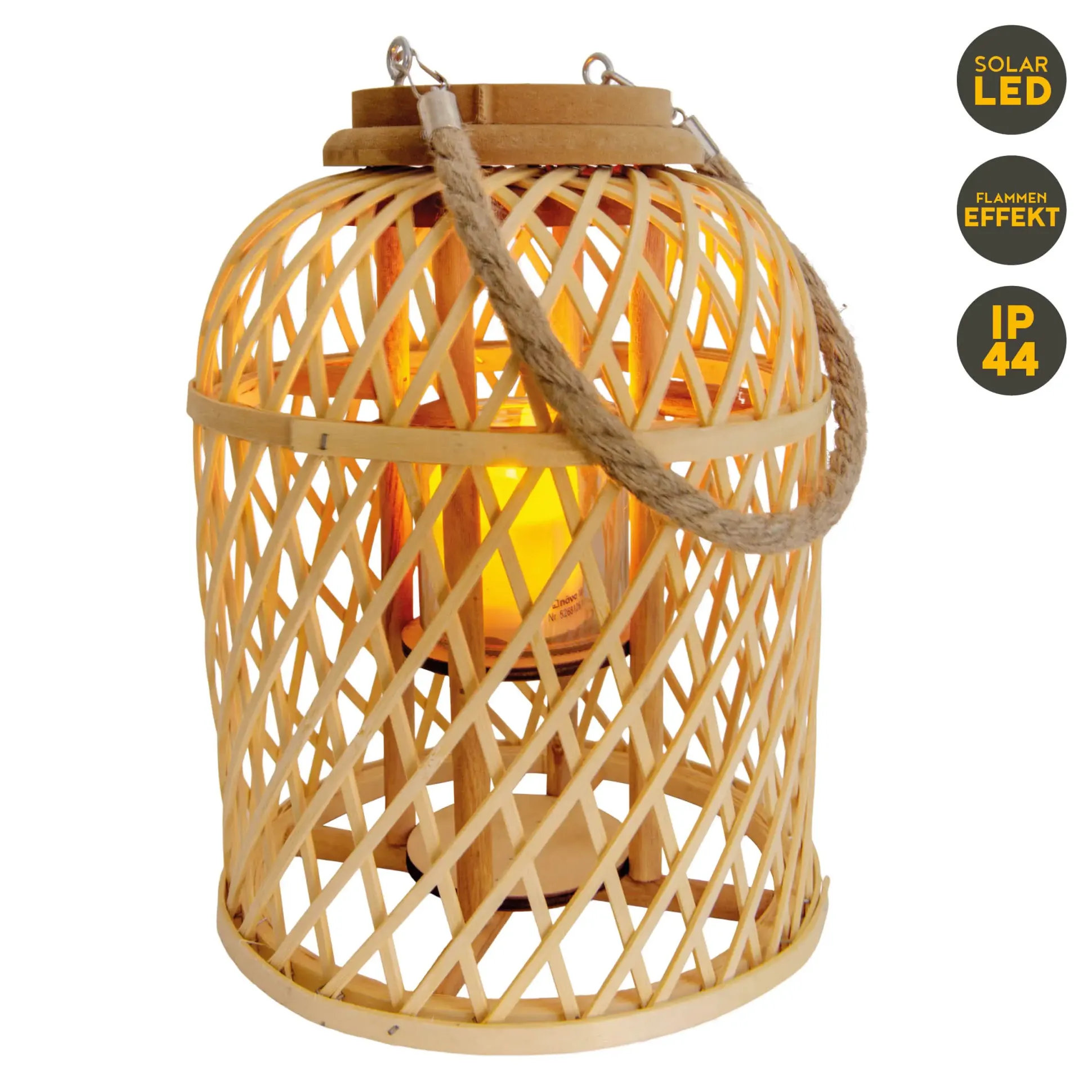 Light & More LED Dekoleuchte Korb hell mit Kerze mit Flammeneffekt 29 x 23 cm