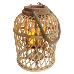 Light & More LED Dekoleuchte Korb hell mit Kerze mit Flammeneffekt 29 x 23 cm
