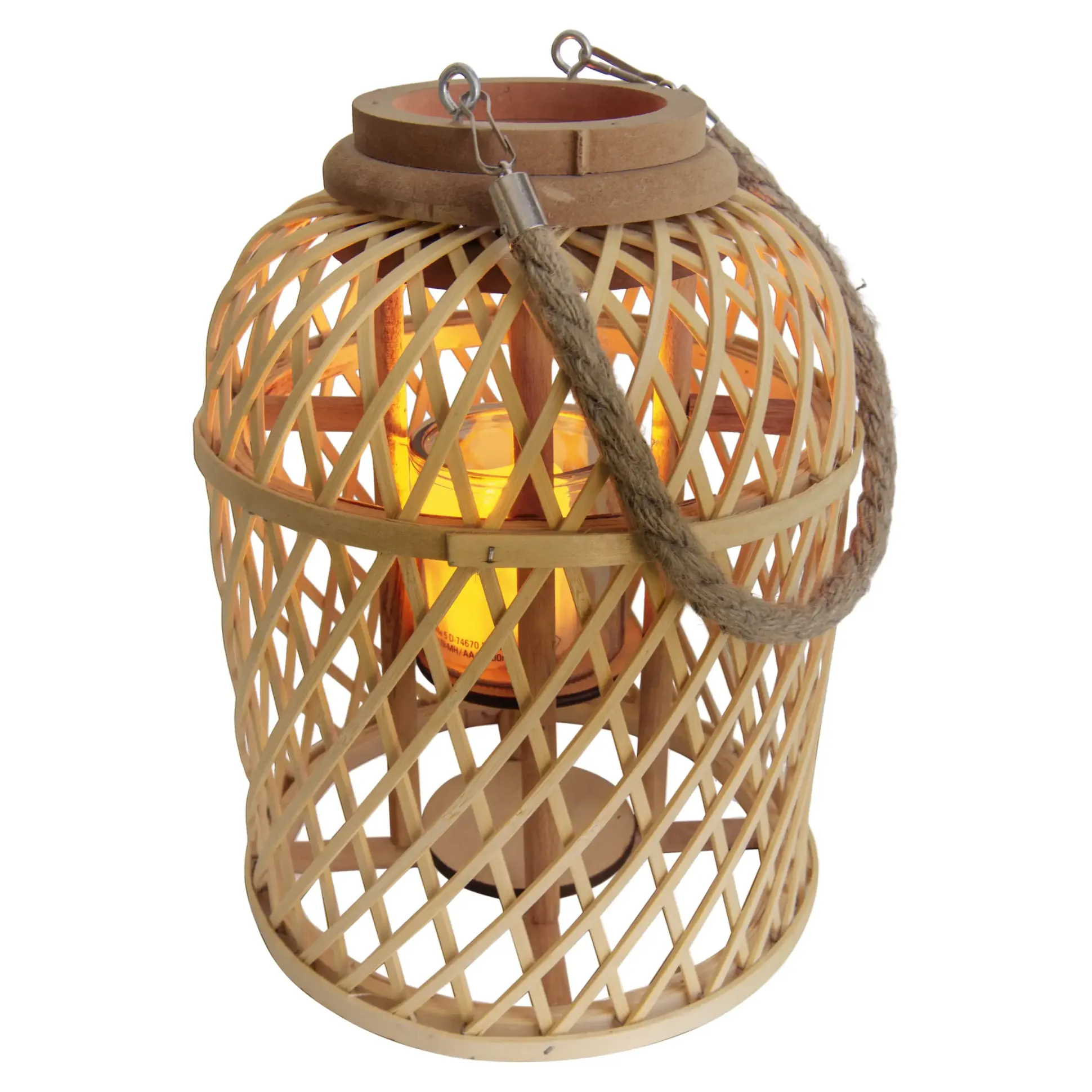 Light & More LED Dekoleuchte Korb hell mit Kerze mit Flammeneffekt 29 x 23 cm
