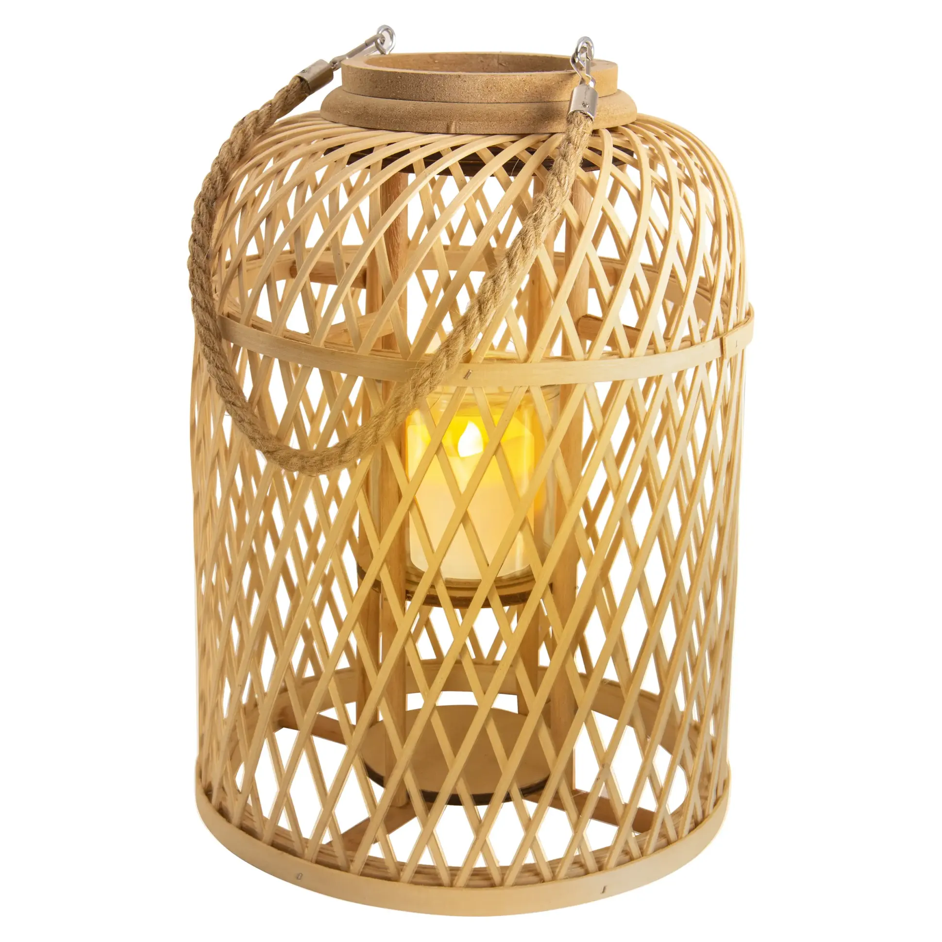 Light & More LED Dekoleuchte Korb hell mit Kerze mit Flammeneffekt 38 x 27 cm