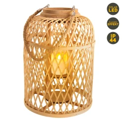 Light & More LED Dekoleuchte Korb hell mit Kerze mit Flammeneffekt 38 x 27 cm