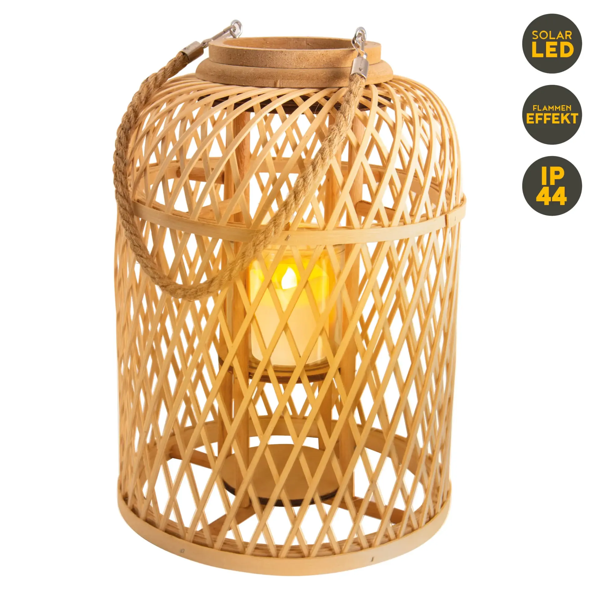 Light & More LED Dekoleuchte Korb hell mit Kerze mit Flammeneffekt 38 x 27 cm