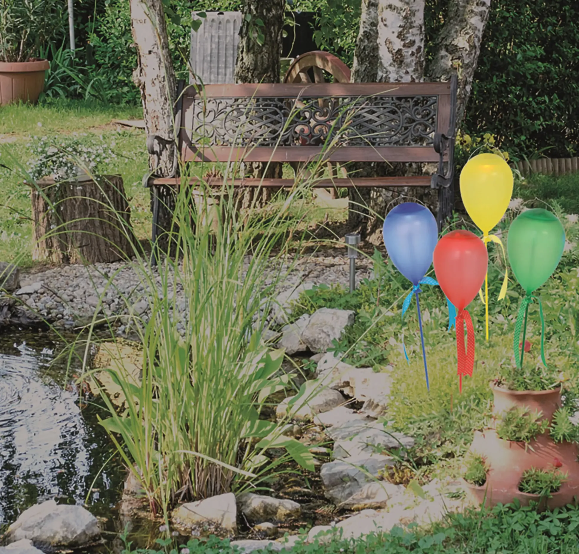 Light & More LED Solar-Ballons bunt 12 cm 4 Stück