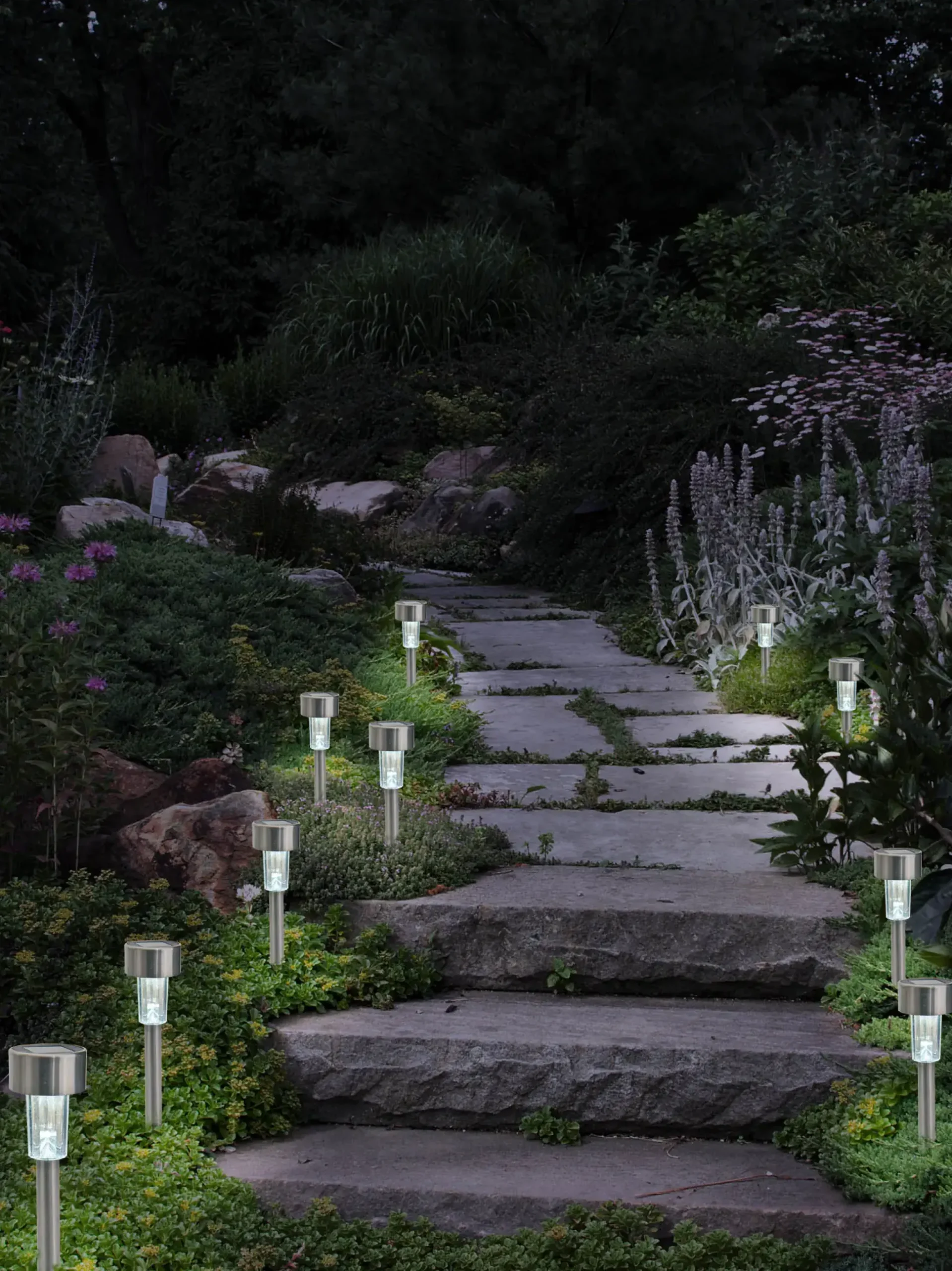 Light & More LED Solarleuchte silber edelstahl 36 cm kaltweiß