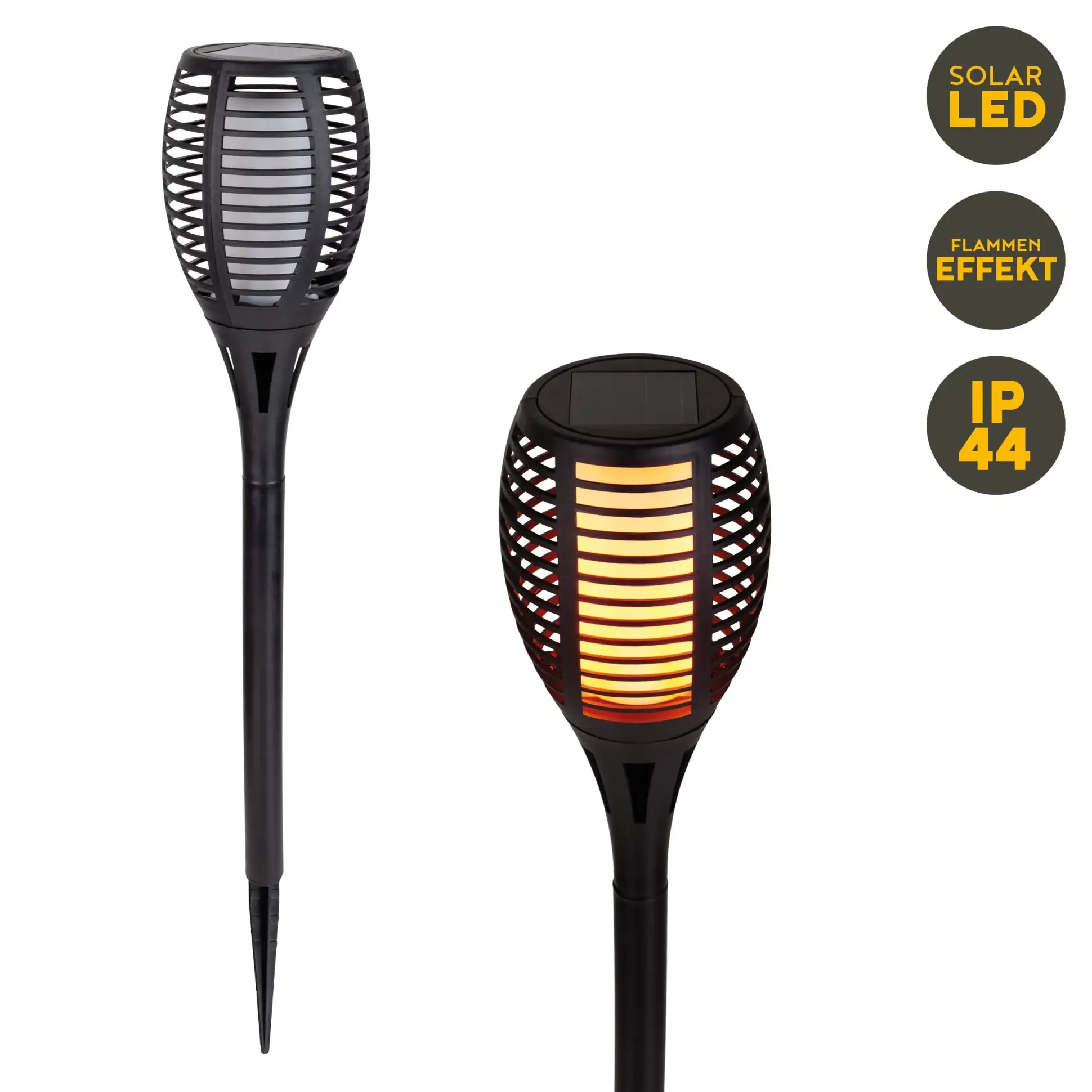 Light & More LED Solarleuchte Fackel schwarz