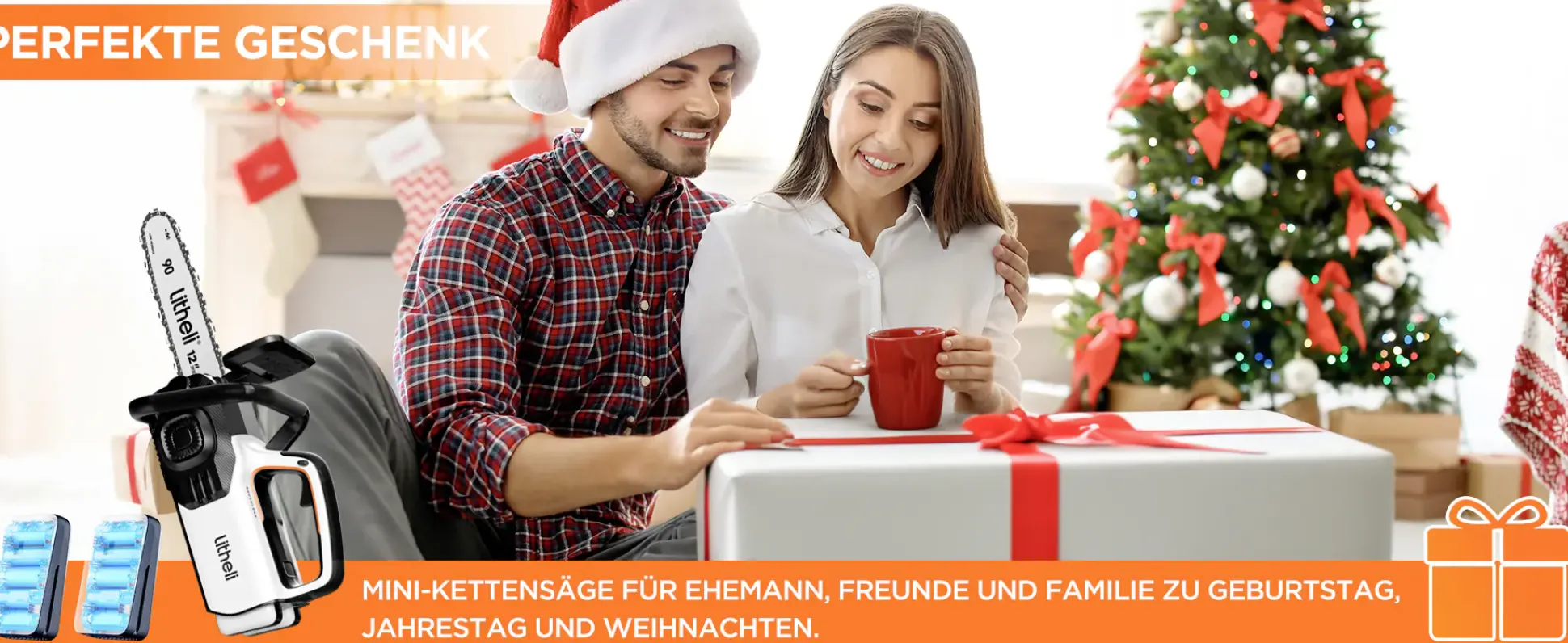 Litheli Akku-Kettensäge 20, 20 V, 2 Ah, Li-Ionen, 2 Akkus, Schwertlänge: 30 cm