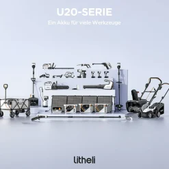 Litheli Akku-Rasenmäher U20 20V, 33cm Schnittbreite, inkl. Akku 4.0Ah und USB-C Ladekabel