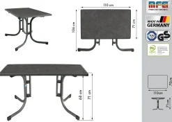 MFG Gartentisch wetterfest Stahl Boulevard 110 x 70 cm klappbar