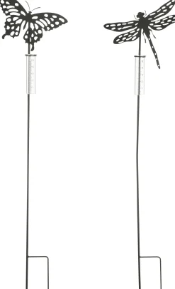 Mica Decorations Gartenstecker Regenmesser Eisen 118 cm schwarz 3-fach sortiert