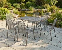 MWH Garten-Essgruppe Caffe Latte Metall 6 Personen