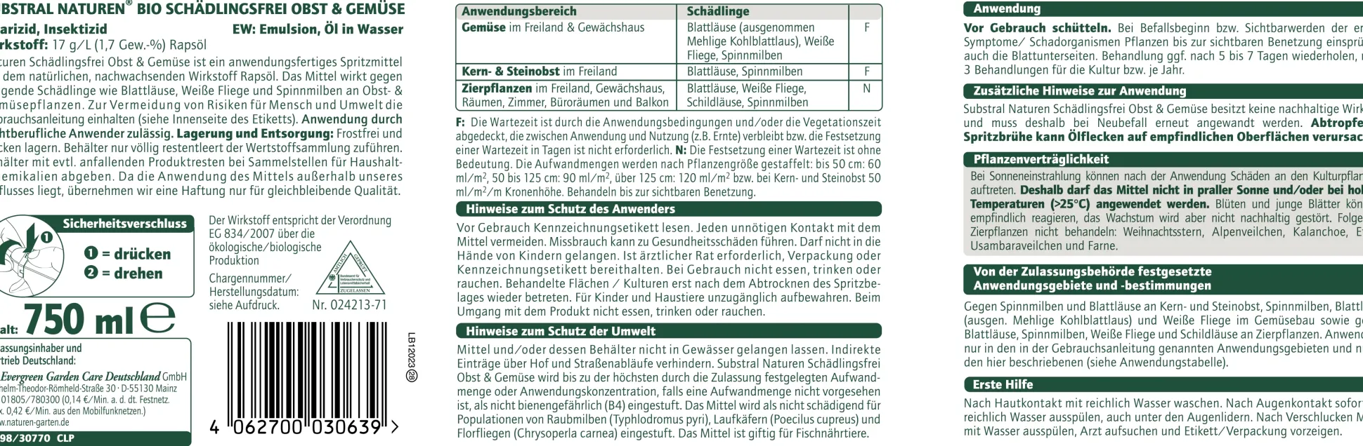 Naturen Schädlingsfrei Obst & Gemüse 750 ml