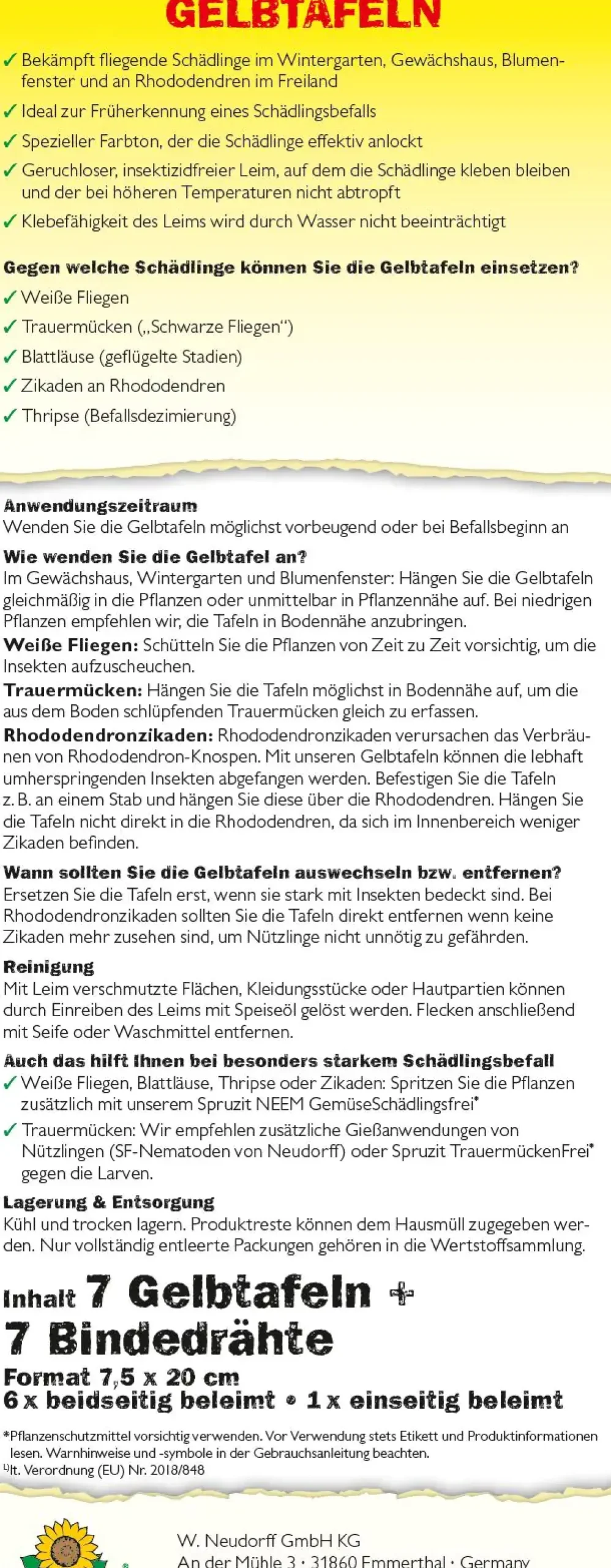 Neudorff Gelbtafeln 7 Stück