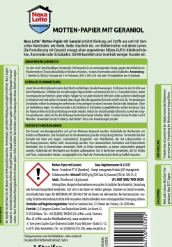 Nexa Lotte Motten-Papier mit Geraniol