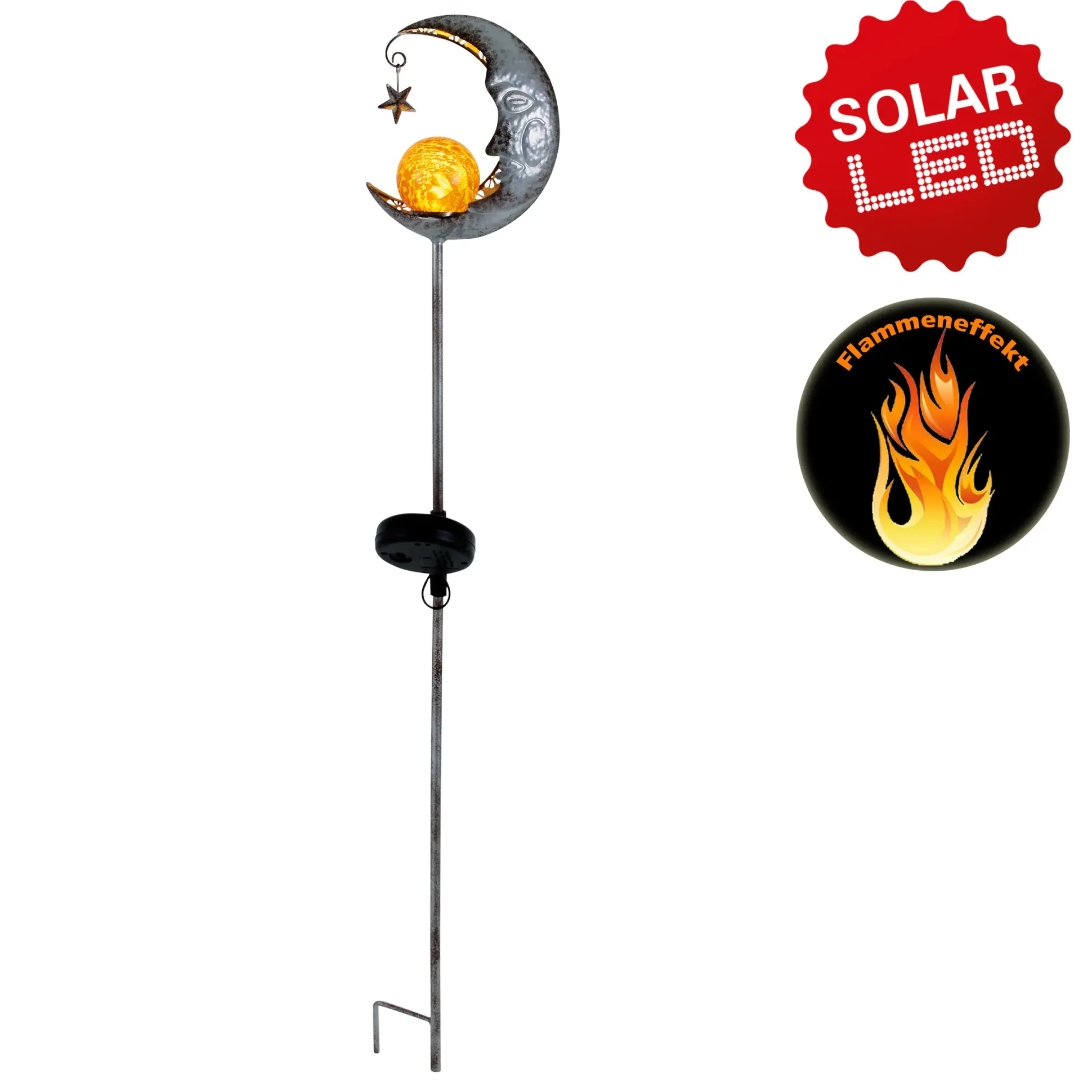 Näve Solar-Gartenleuchte LED Mond 87,5 cm silber