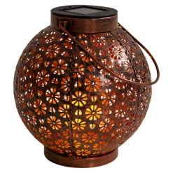 Näve Solar-Gartenleuchte LED mit Dämmerungssensor Blumenmuster 19 cm bronze