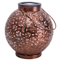 Näve Solar-Gartenleuchte LED mit Dämmerungssensor Blumenmuster 19 cm bronze