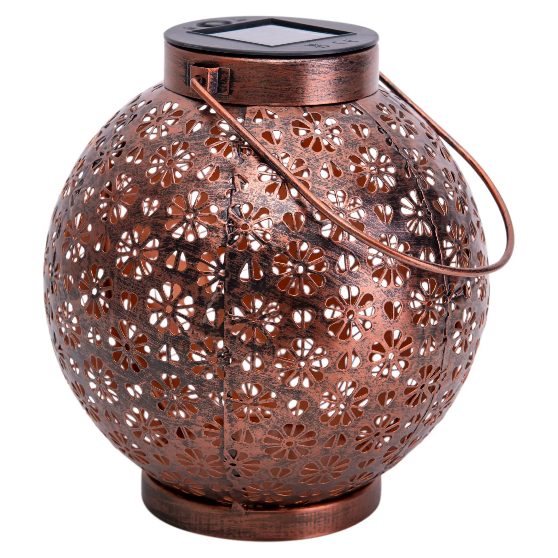 Näve Solar-Gartenleuchte LED mit Dämmerungssensor Blumenmuster 19 cm bronze