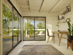 Palmako Gartenhaus Andrea 693 x 300 cm Slide Plus mit Glasschiebetüren grau lackiert