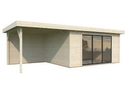 Palmako Gartenhaus Lydia 728 x 330 cm mit Schiebetüren naturbelassen