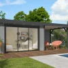 Palmako Gartenhaus Lydia 663 x 291 cm mit Glasschiebetüren grau lackiert
