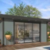 Palmako Gartenhaus Lydia 450 x 330 cm mit Glasschiebetüren grau lackiert