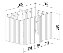 Palmako Gerätehaus für Carport Karl 315 x 196 cm naturbelassen