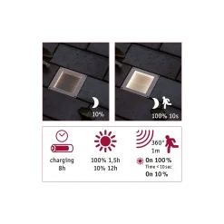 Paulmann Solar LED Bodeneinbauleuchte Aron 10 cm mit Bewegungsmelder
