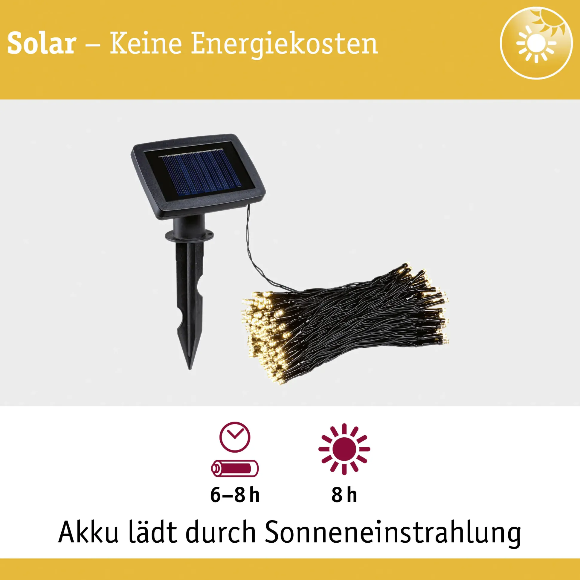 Paulmann Solar-Lichterkette Aurinka 21,9 m 200 LED warmweiß