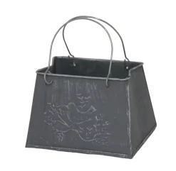 Pflanzgefäß Tasche S Zink 11 x 13 x 16 cm grau