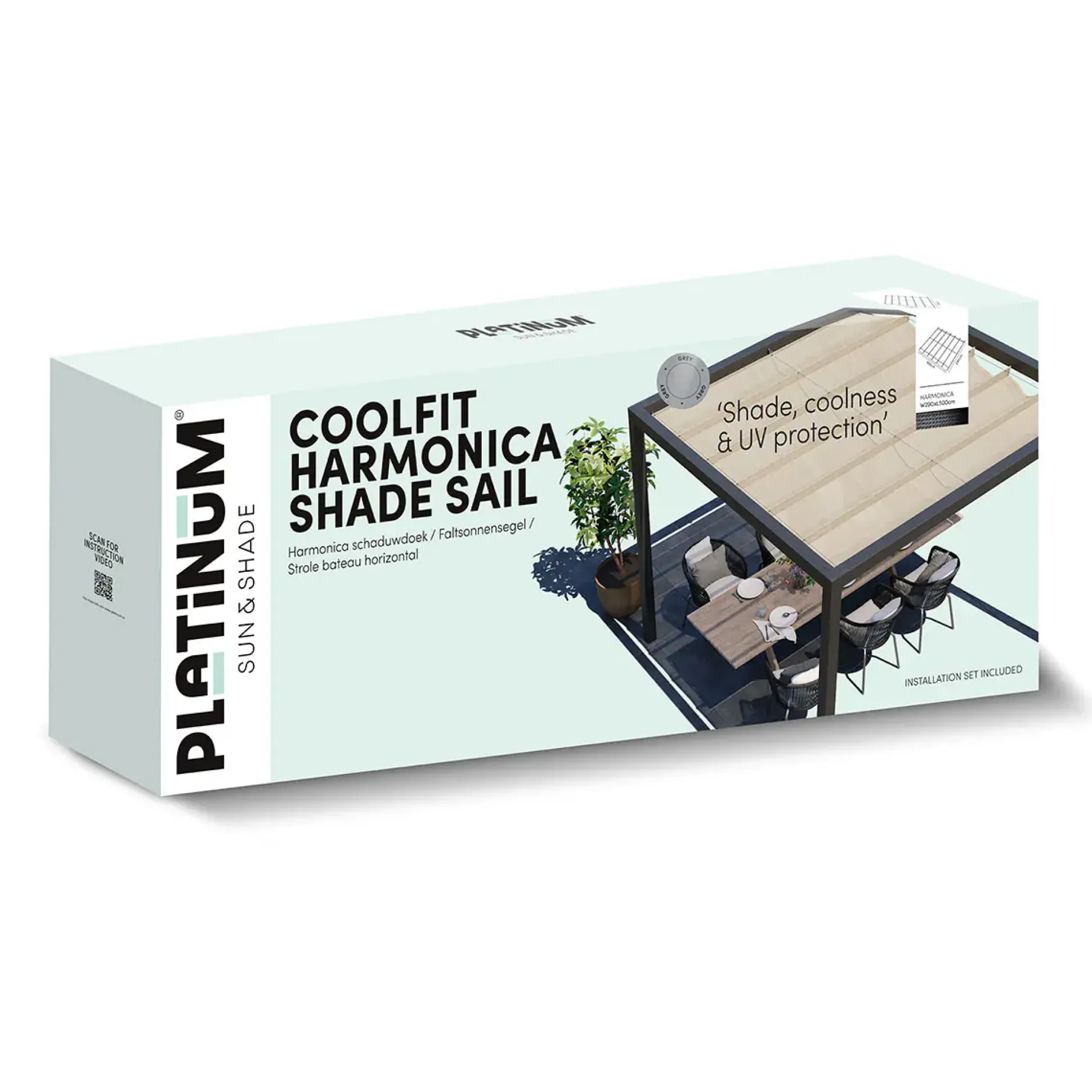Platinum Faltsonnensegel Coolfit 2,9 x 5 m grau
