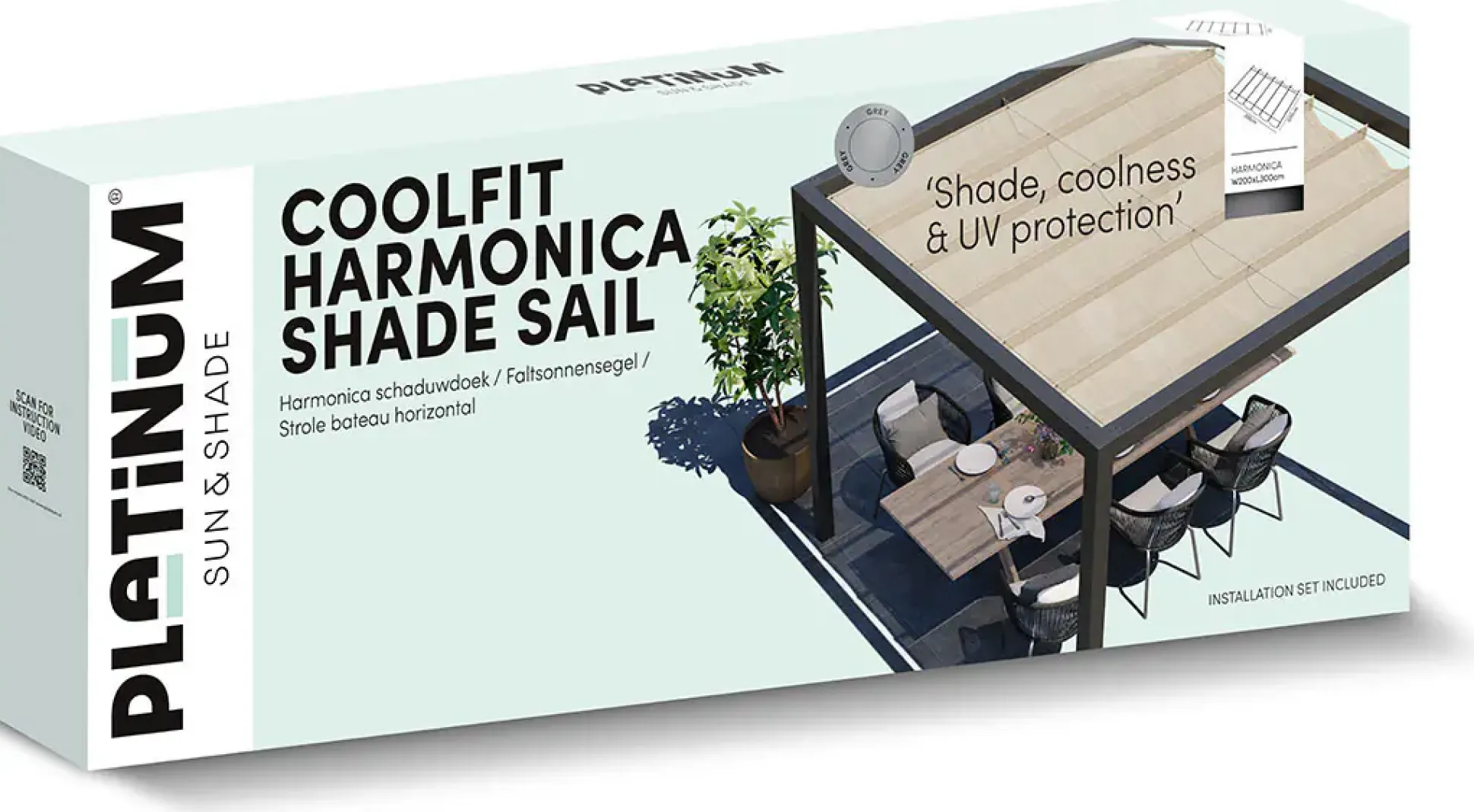 Platinum Faltsonnensegel Coolfit 2 x 3 m grau
