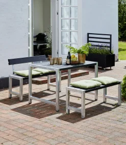 Plus Cafegarnitur Tisch und 2 Bänke & 1 Rückenlehne RAL 9005 Schwarz