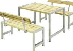 Plus Cafegarnitur Tisch und 2 Bänke & 2 Rückenlehnen Druckimprägniert
