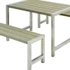Plus Cafegarnitur Tisch und 2 Bänke Druckimpräg. RAL 7023 Graubraun