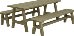 Plus Country Plankengarnitur - Tisch und 2 Bänke RAL 7023 Graubraun