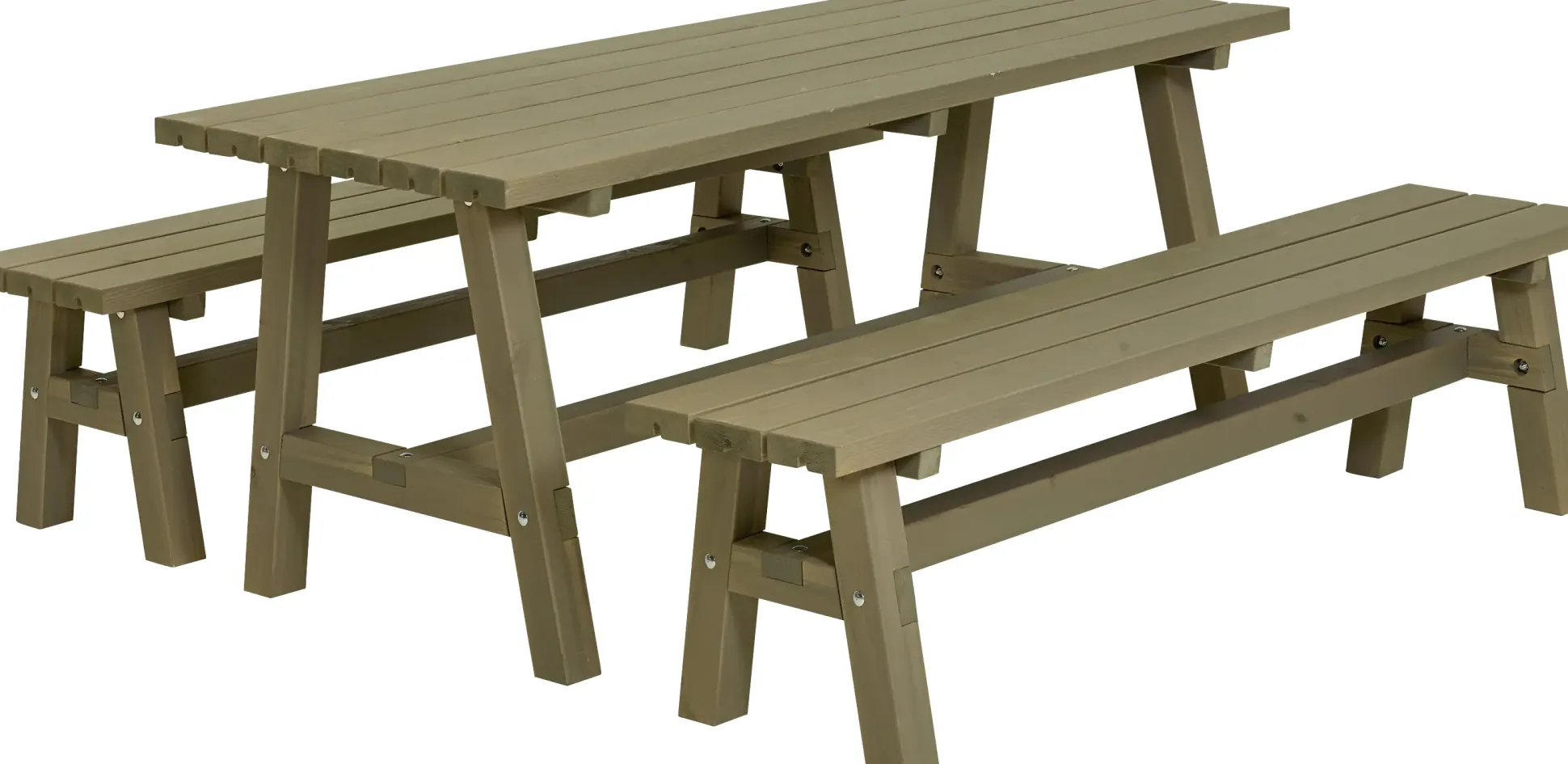 Plus Country Plankengarnitur - Tisch und 2 Bänke RAL 7023 Graubraun