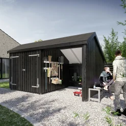 Plus Gartenhaus Multi 2 Module 445 x 258 cm natur mit Doppeltür