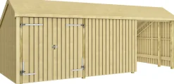 Plus Gartenhaus Multi 3 Module 645 x 455 cm natur mit Doppeltür und Wand