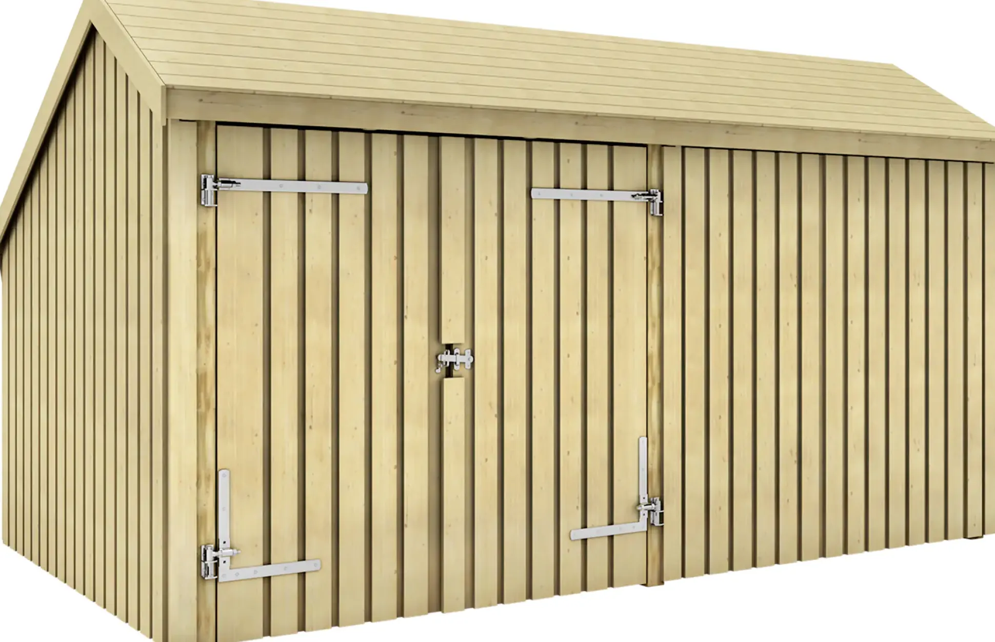 Plus Gartenhaus Multi 2 Module 445 x 258 cm natur mit Doppeltür, geschlossen
