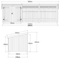 Plus Gartenhaus Nordic Multi 619 x 208 cm natur mit Doppeltür, offen