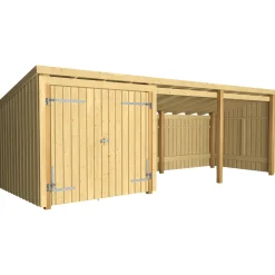 Plus Gartenhaus Nordic Multi 619 x 208 cm natur mit Doppeltür, offen